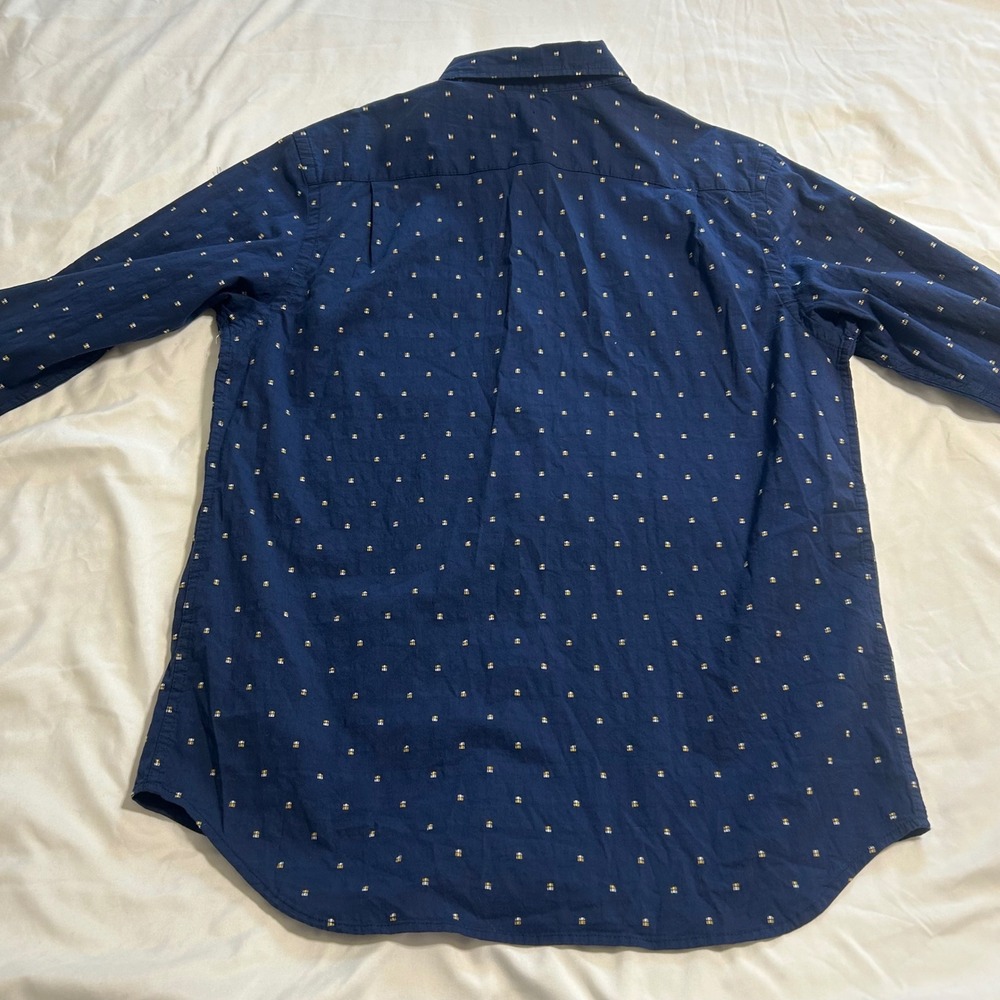 Old Navy Mens Everyday Shirt Regular Fit Navy Blue Dobby Long Sleeve Small - Picture 9 of 10